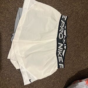 Nike Women's White and Black Athletic Shorts